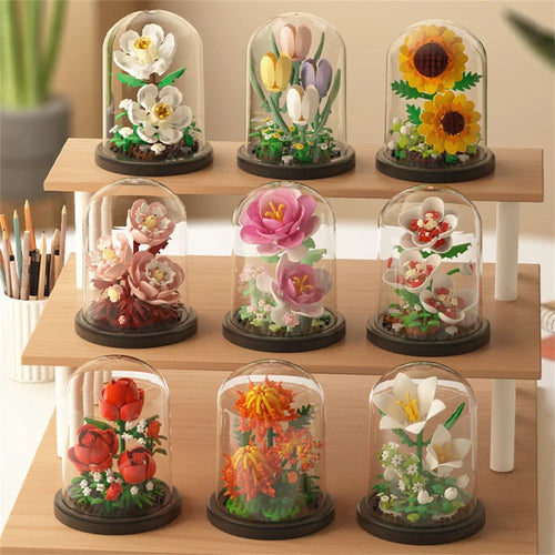 Flower Bouquet Micro Building Blocks – Bonsai Home Decor Puzzle