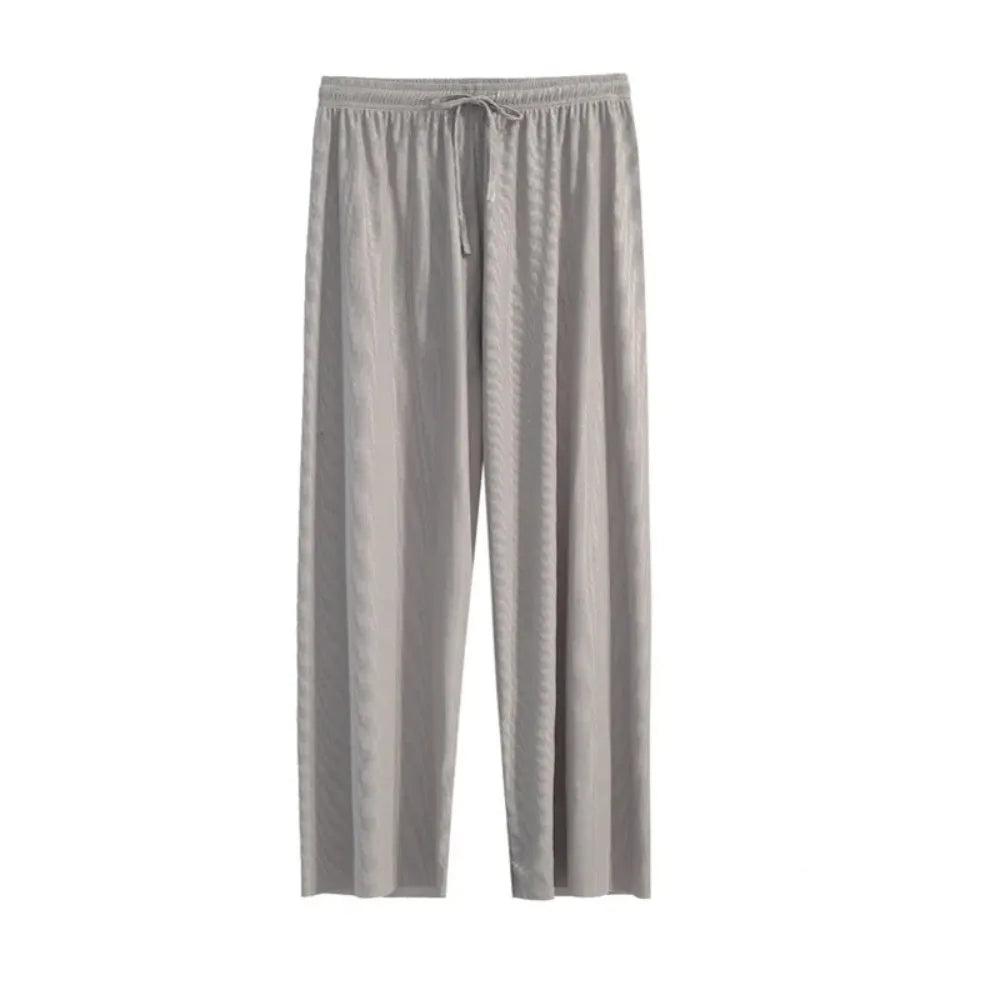 Wide Leg Pants for Women – Ice Silk Elastic Waist Casual Trousers