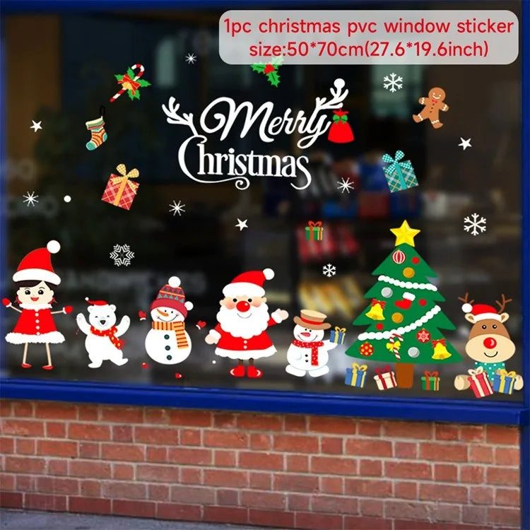 Christmas Window Wall Stickers – Festive PVC Decals