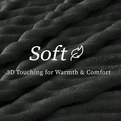 Fluffy Bubble Fleece Throw Blanket – Soft, Warm & Decorative, 4 Colors