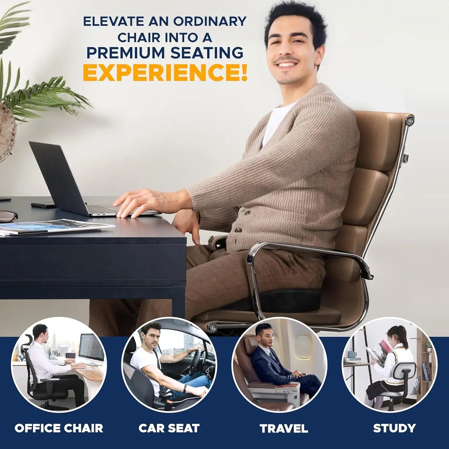 Gel & Memory Foam Orthopedic Coccyx Seat Cushion
