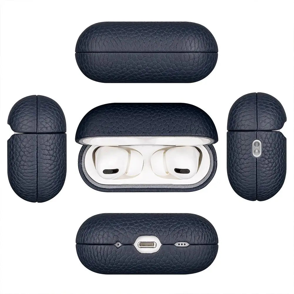 Genuine Leather AirPods Case – Litchi Texture, Italian Style