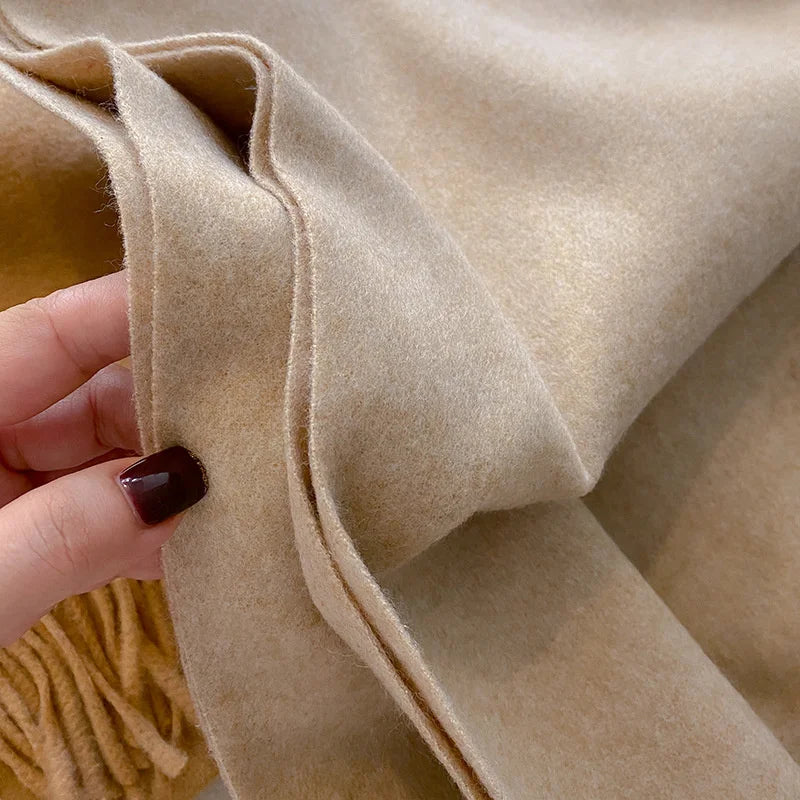 Cashmere-Feel Winter Scarf for Women – Soft Wool Pashmina Shawl with Tassels