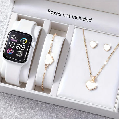 Kids Jewelry & Watch Gift Set – 5 or 6-Piece Necklace, Earrings, Ring & Watch