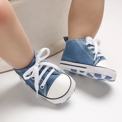 Baby Canvas High-Top Sneakers – Anti-Slip Infant First Walker Shoes