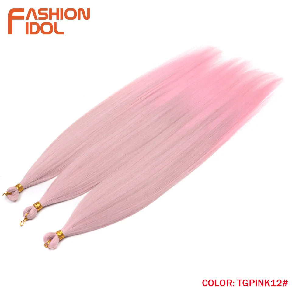 Straight Ponytail Crochet Braiding Hair 28 Inch 3 Packs Synthetic