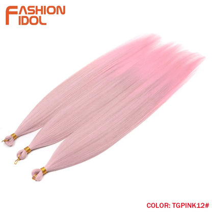 Straight Ponytail Crochet Braiding Hair 28 Inch 3 Packs Synthetic