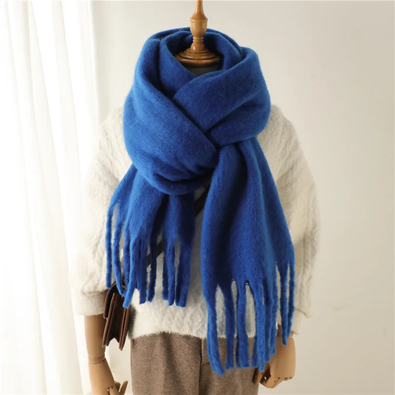 Cashmere Pashmina Scarf for Women – Warm Solid Blanket Wrap with Tassels