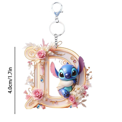 Stitch Letter Keychain – Acrylic Initial Pendant A–Z