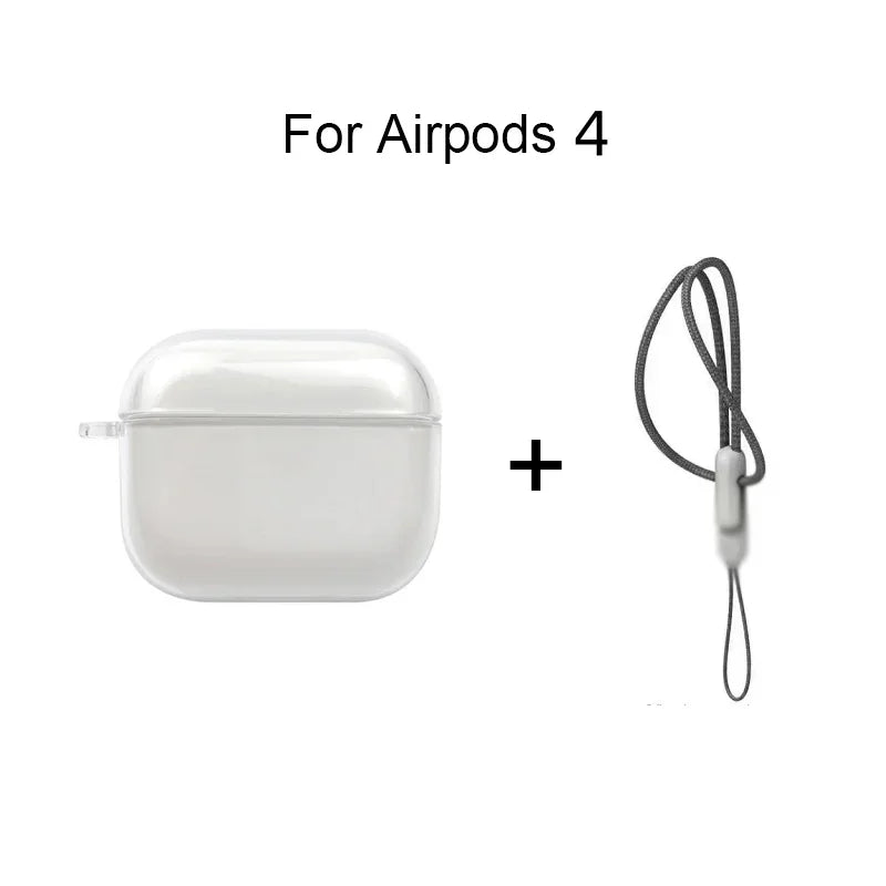 Clear TPU AirPods Case with Lanyard Strap – Shockproof
