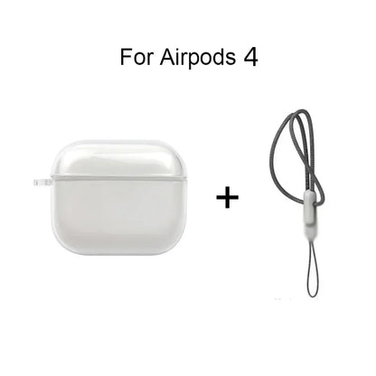 Clear TPU AirPods Case with Lanyard Strap – Shockproof