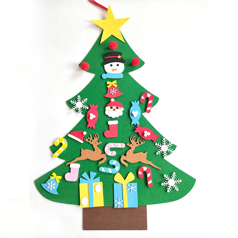 DIY Felt Christmas Tree for Kids – 32pcs Ornaments & LED Lights