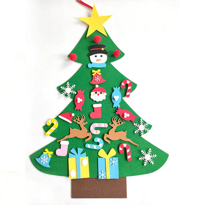DIY Felt Christmas Tree for Kids – 32pcs Ornaments & LED Lights