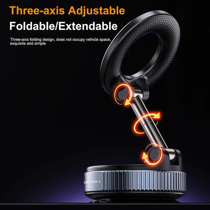 Magnetic Car Phone Mount – Foldable 360° Adjustable Vacuum Holder