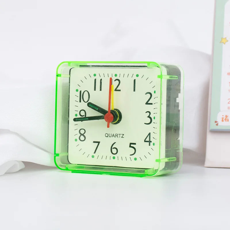 Square Alarm Clock – Compact Quartz Desk Clock for Kids, Students & Travel