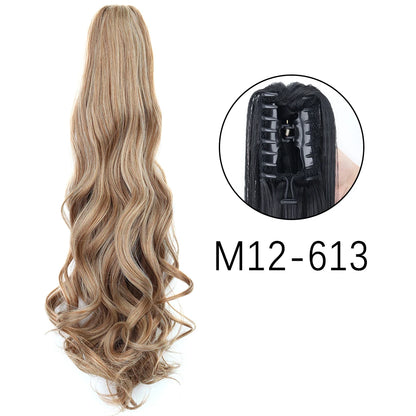 Claw Clip Ponytail Hair Extension 24 Inch Wavy Synthetic Heat Resistant