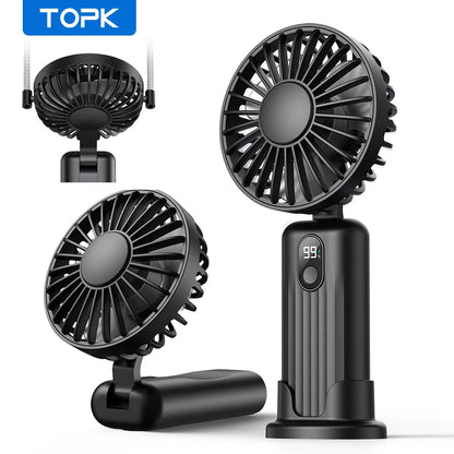 Portable Mini Fan 3-in-1 USB Rechargeable – Handheld, Neck & Desktop Stand Fan