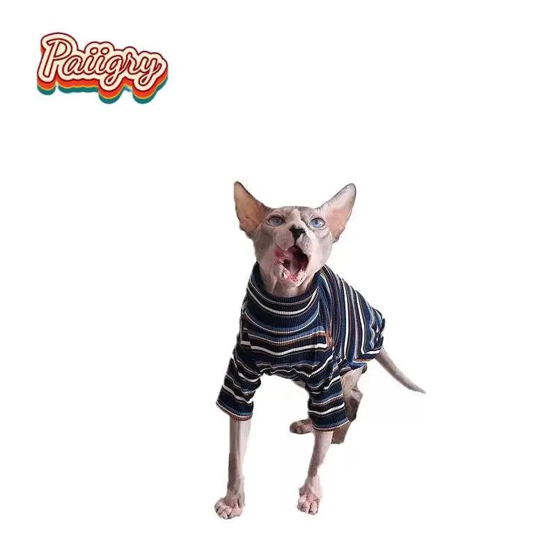 Hairless Cat Shirt – Retro Animal Print Short Sleeve Vest