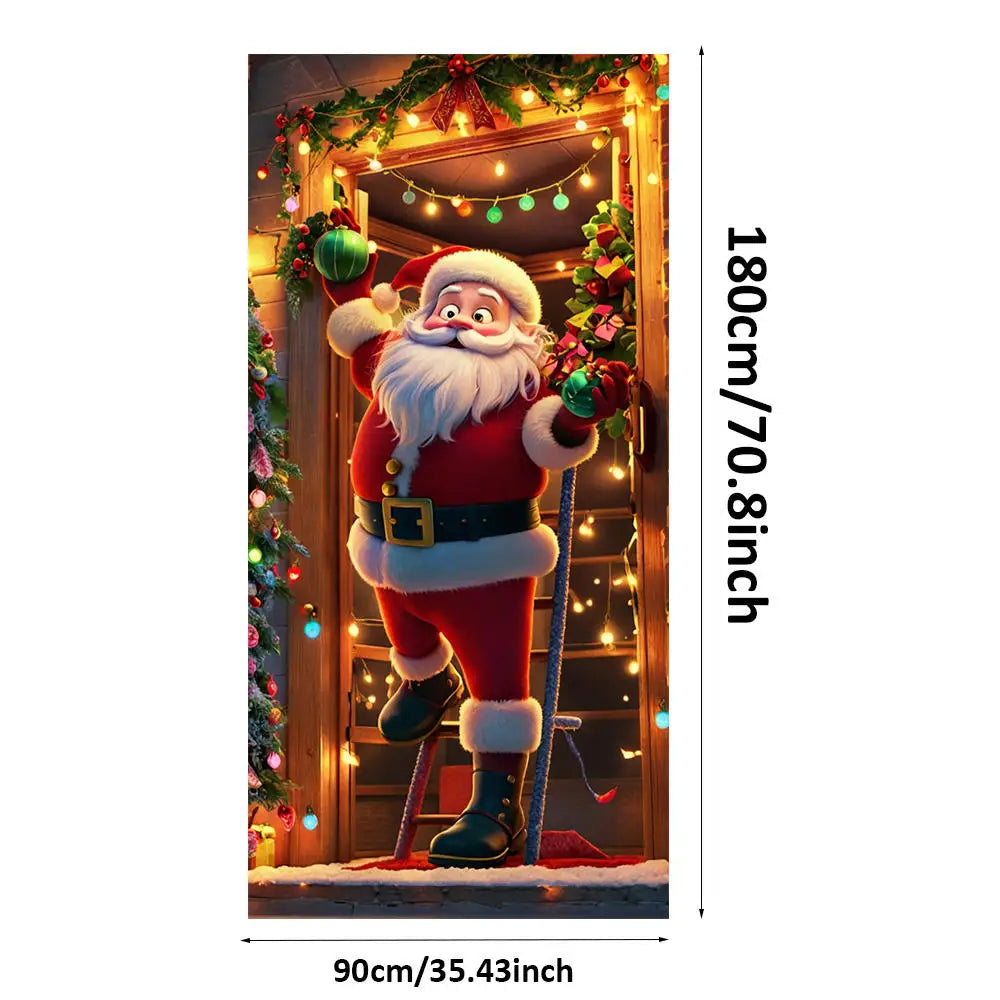 Christmas Door Cover – Santa Claus Holiday Decoration 35x73in