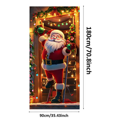 Christmas Door Cover – Santa Claus Holiday Decoration 35x73in