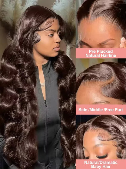 Chocolate Brown Body Wave 13x4 HD Lace Front Human Hair Wig