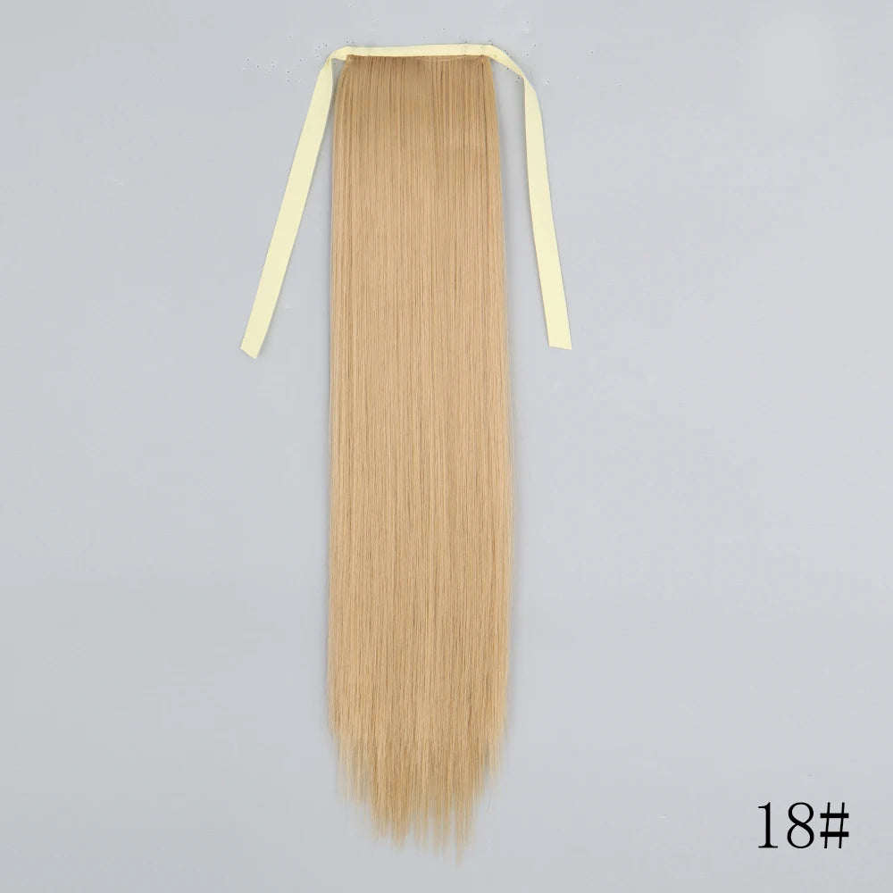 Wrap Around Ponytail Extension Synthetic Straight Hair 22-34 Inch