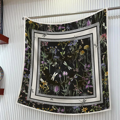 Luxury Silk Square Scarf Women Floral Paisley Print 90cm