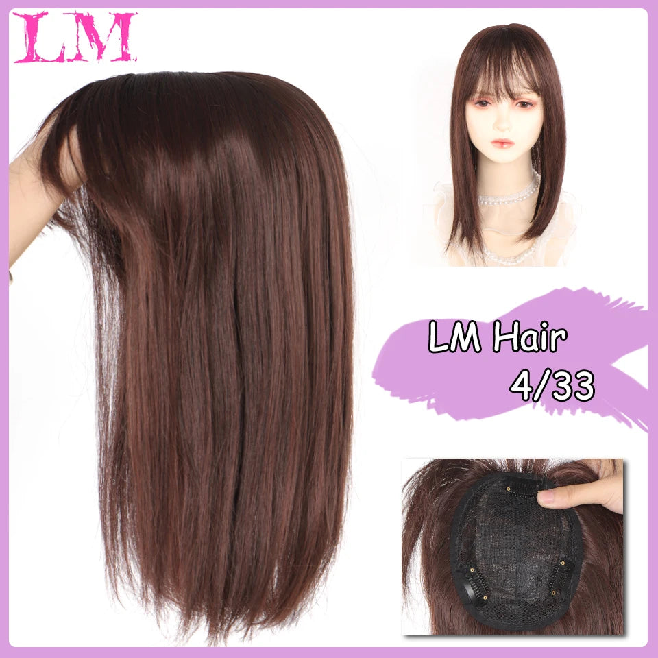 Clip-In Hair Topper with Bangs – Invisible Seamless Crown Coverage