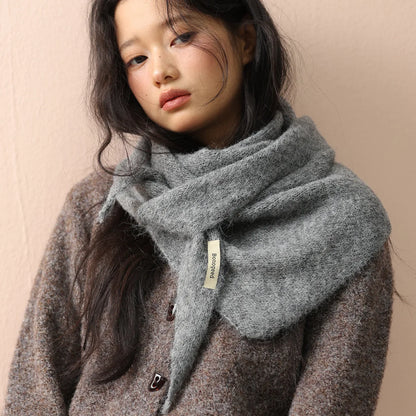 Knitted Triangular Wool Scarf – Women's Winter Warm Headscarf Shawl