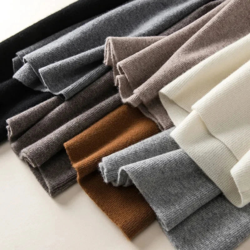 Knit Wide-Leg Pants for Women – Warm Elastic Waist Straight Trousers