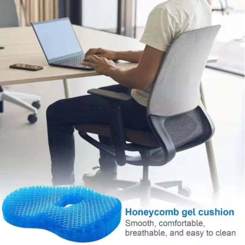 Gel Honeycomb Seat Cushion with Cover – U-Shaped Tailbone Relief