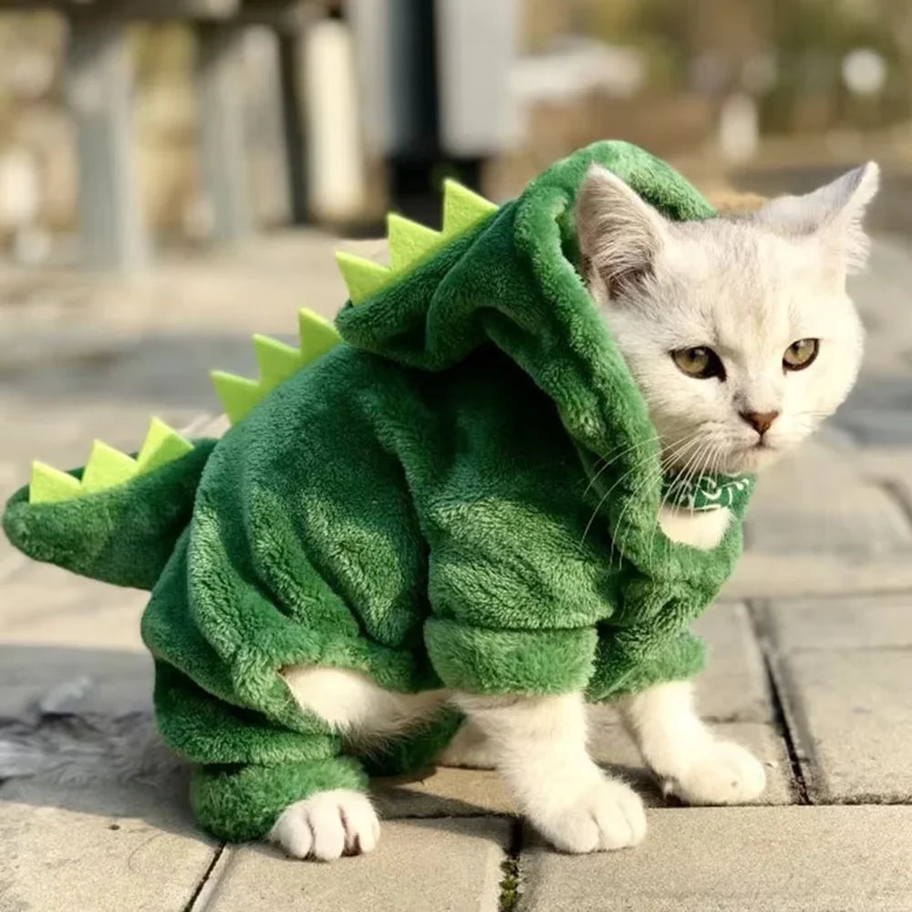 Halloween Dinosaur Fleece Hoodie Costume for Cats and Small Dogs