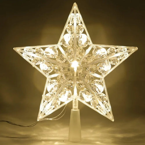 LED Moon & Star Christmas Tree Topper Light – Warm White Glow
