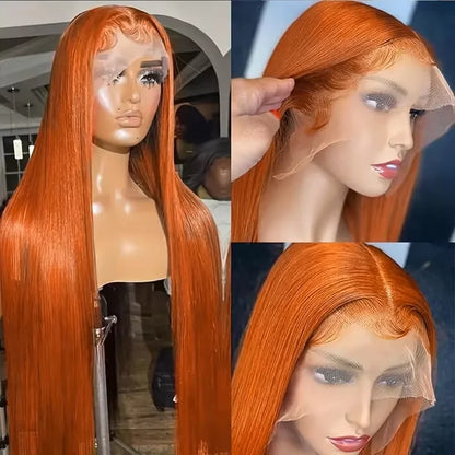 13x4/13x6 HD Lace Front Wig Ginger Orange Straight Human Hair