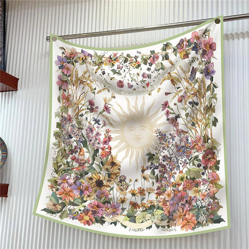 Luxury Silk Square Scarf Women Floral Paisley Print 90cm