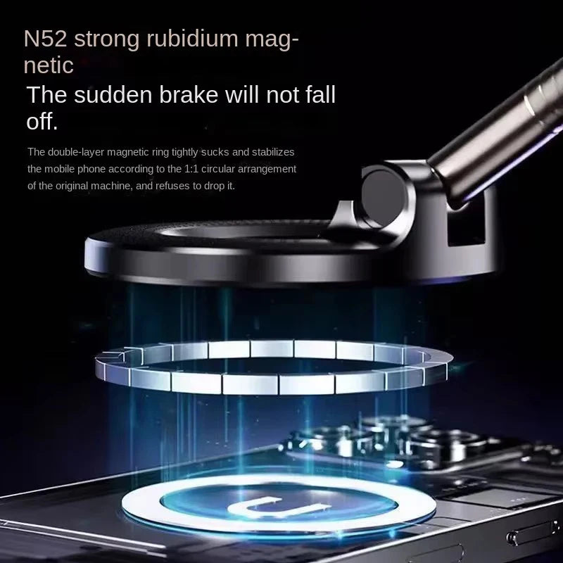 Magnetic Car Phone Holder – Foldable Vacuum Suction Mount