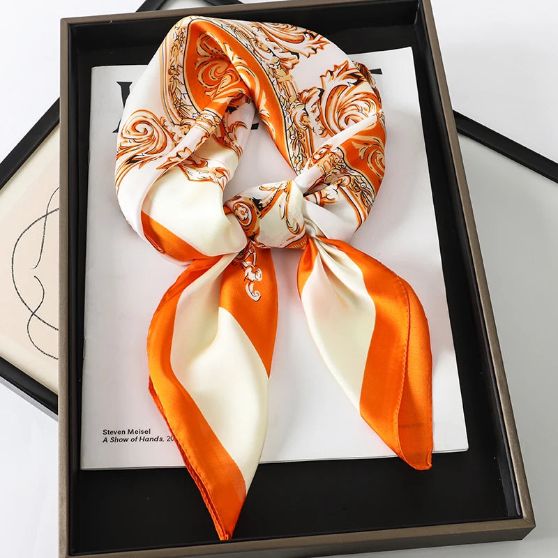 Silk Feel Square Scarf for Women – Satin Hair Wrap & Foulard Shawl