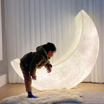 Nordic Crescent Moon Floor Lamp with Lounge Chair