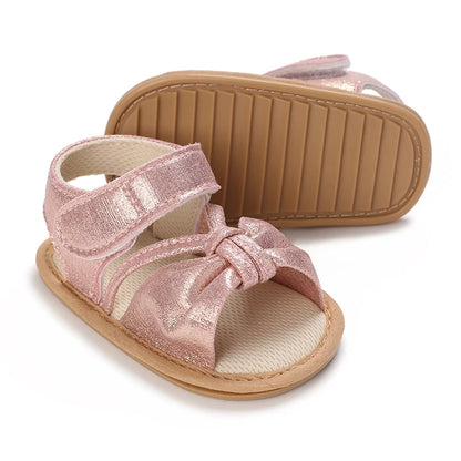 Baby Girl Pink Bow Sandals – Soft Sole Anti-Slip (0-18 Months)
