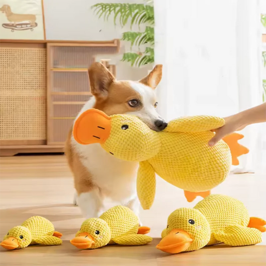 Yellow Duck Plush Dog Toy for Sleeping and Boredom Relief