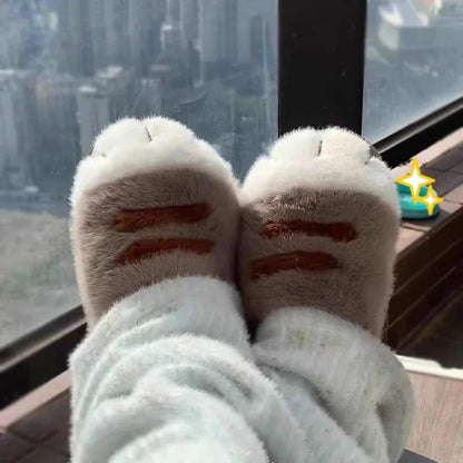 Fluffy Cat Claw Slippers for Women - Warm Non-Slip Furry House Slides