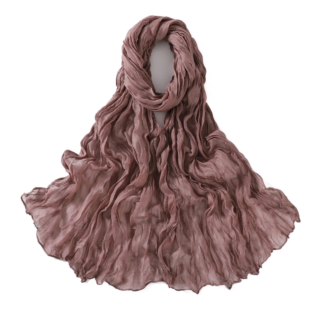 Women's Crinkle Cotton Voile Scarf – Lightweight Solid Color Shawl