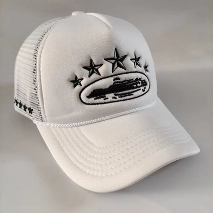 Five Star Embroidered Trucker Hat – Unisex Mesh Baseball Cap