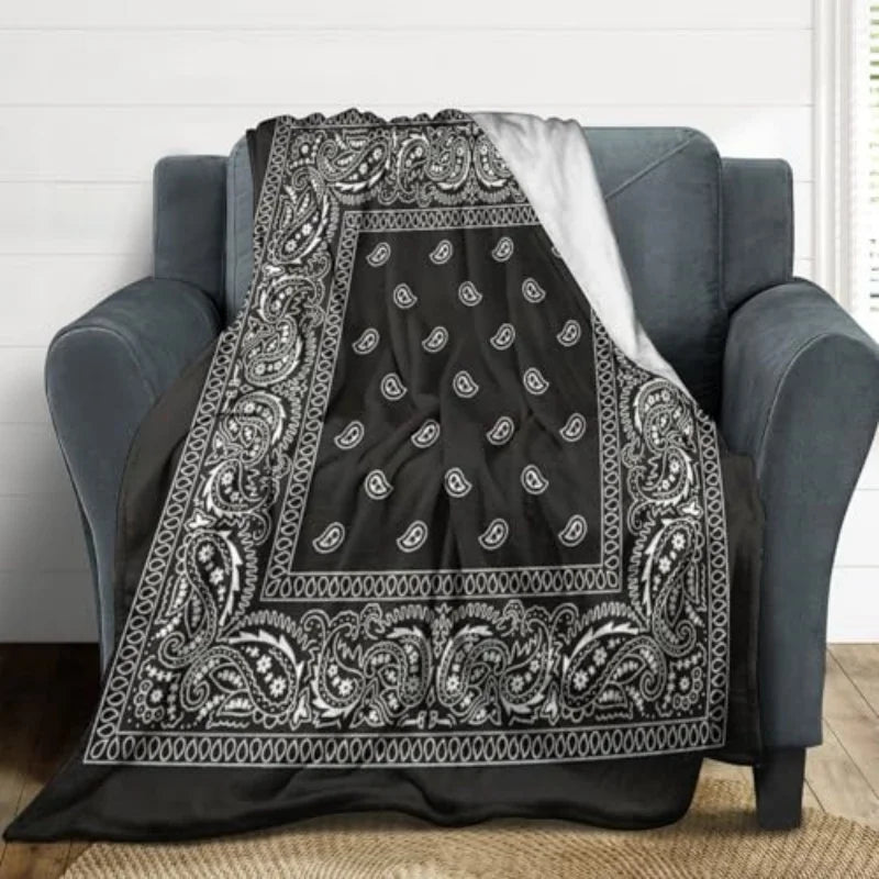 Paisley Bandana Print Throw Blanket Soft Micro Plush