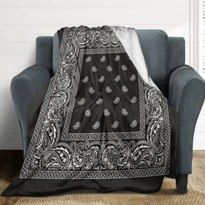 Paisley Bandana Print Throw Blanket Soft Micro Plush