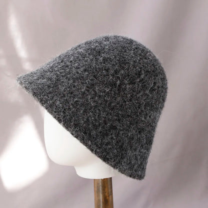 Wool Felt Bucket Hat for Women – Vintage Knit Winter Cap