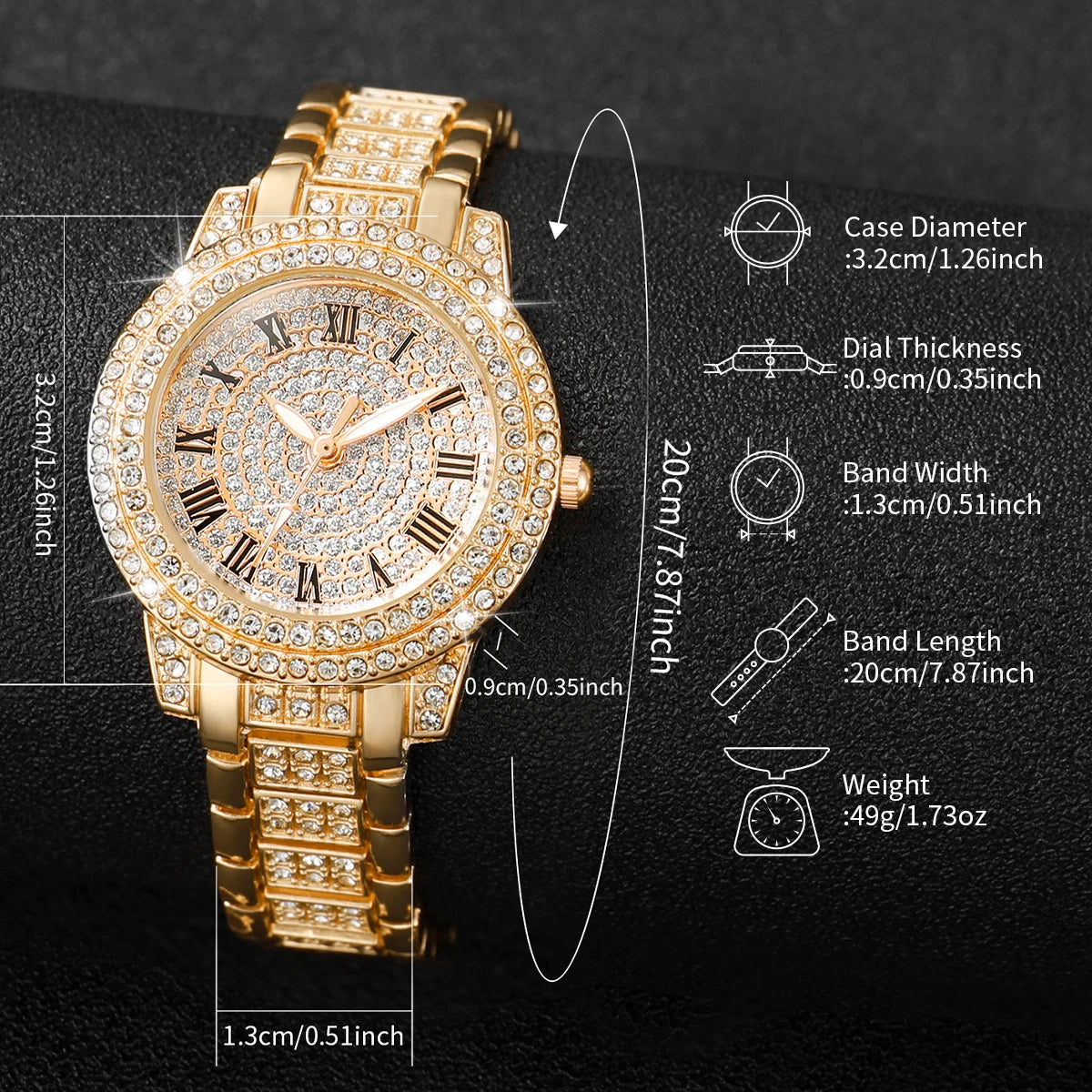 Diamond Women's Watch & Bracelet Set – Luxury Quartz