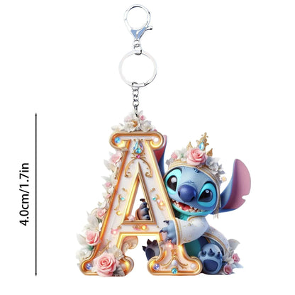Stitch Letter Keychain – Acrylic Initial Pendant A–Z