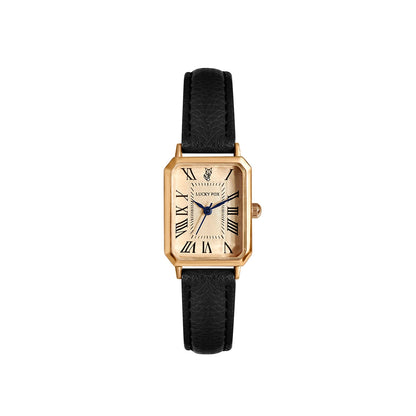 Women's Square Dial Quartz Watch with Leather Strap