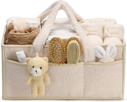 Baby Diaper Caddy Organizer – Plush Teddy Bear Changing Table Caddy